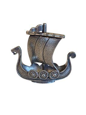 Tinn-Per Norway Stopt Tinn Pewter Norse Viking Ship Figurine  3"